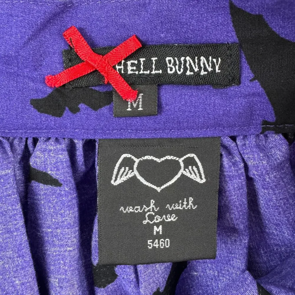 Hell Bunny Purple Halloween Goth The Haunt Graveyard Skirt Size Medium Cats